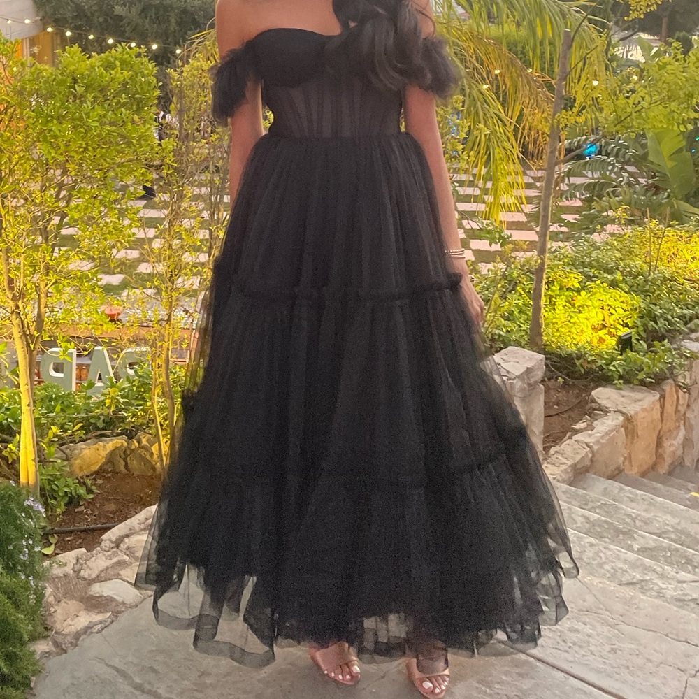 Milla Tulle Off the Shoulder Dress - Black